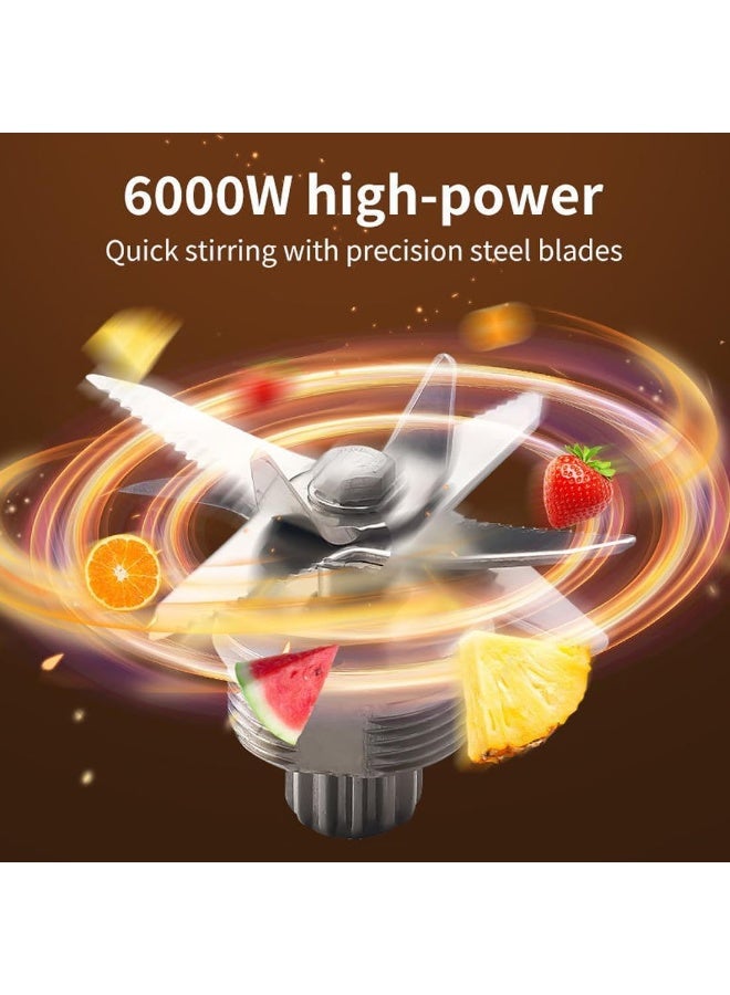 sokany High-powered blender made of durable stainless steel with a 6000W SK-999 copper motor from Sokany. This professional multi-purpose blender features 15 speeds, is a 2-in-1 appliance (blender and smoothie maker with a 2.5L capacity, coffee grinder), ice crushing, self-cleaning function, and is BPA-free. Silver finish. - Image 4